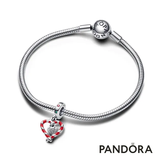 【Pandora 潘多拉】甜心拐杖糖聖誕吊飾