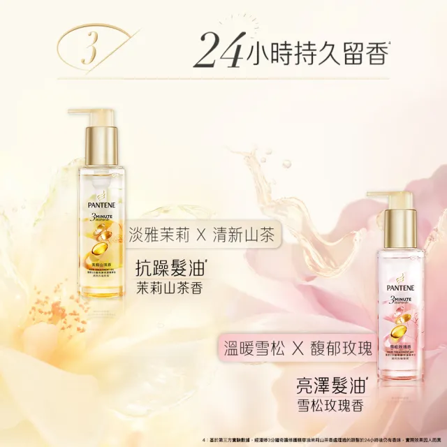 【PANTENE 潘婷】3分鐘奇蹟修護精華油/髮油90mlx3入(3秒奇蹟髮油 茉莉山茶/雪松玫瑰)
