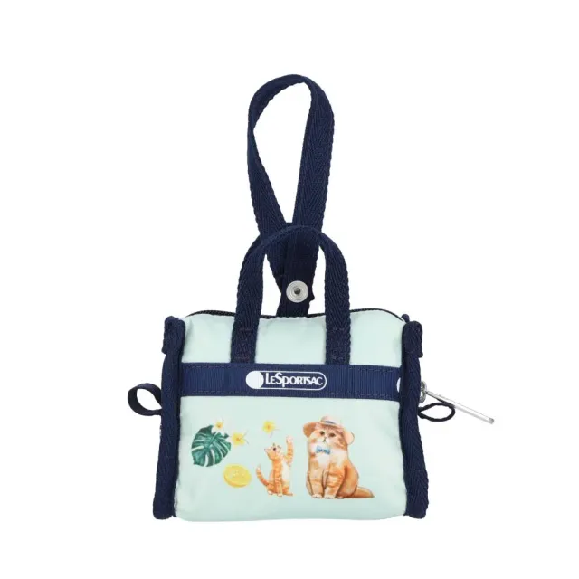 【Lesportsac】Micro Weekender Charm 小吊掛飾零錢包 收納袋(童趣草帽貓咪)
