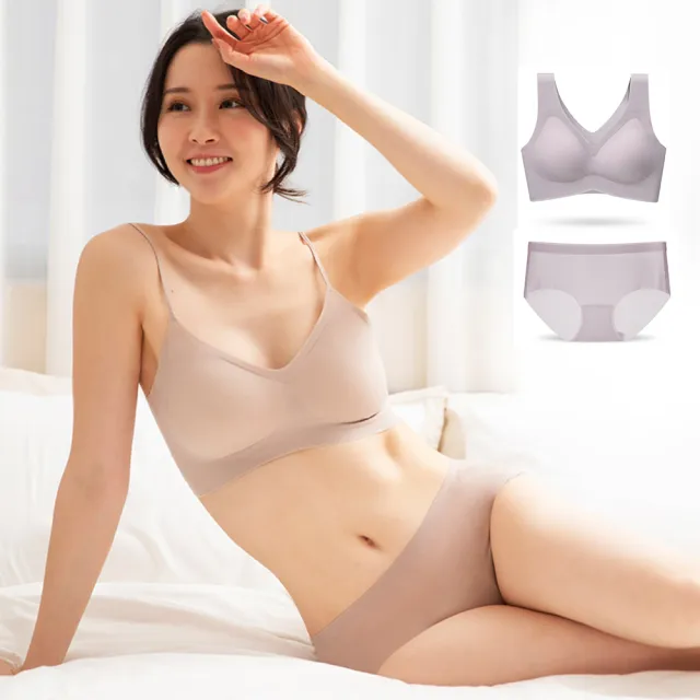 【蒂巴蕾】冰絲套組-無鋼圈內衣+抗菌內褲 中低腰 無痕內褲 涼感