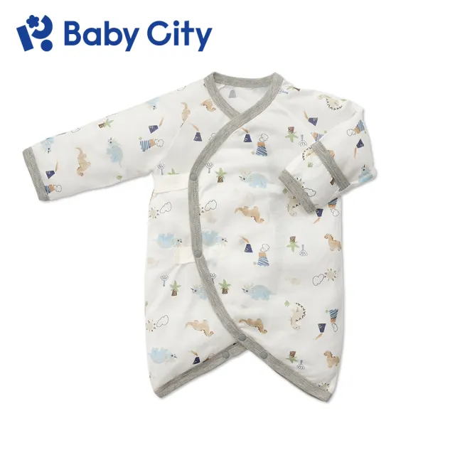 【Baby City 娃娃城】天絲長袖開釦初生兔裝/恐龍大冒險|萊賽爾 新生兒 反手袖 包屁衣 蝴蝶衣 綁帶連身衣