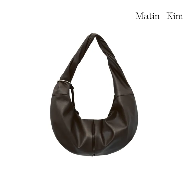 【MATIN KIM】官方旗艦 扭結造型皮革半月包(深棕色)