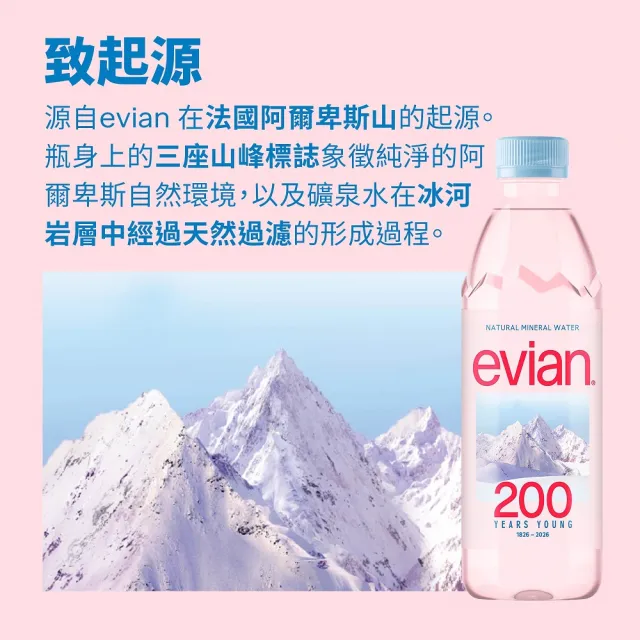 【Evian 依雲】官方直營 天然礦泉水500mlx24入/5箱(寶特瓶/限量瓶跟一般瓶隨機出貨)