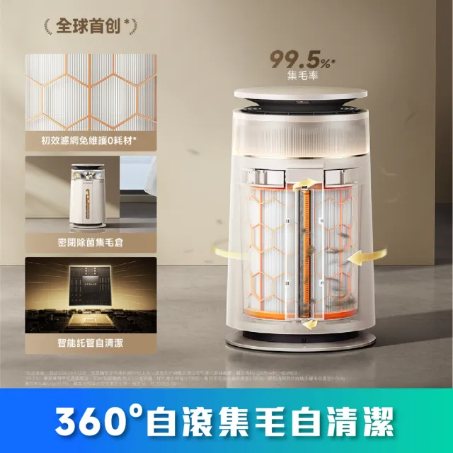 【Dreame 追覓科技】養寵家庭救星！FP10 360°自滾集毛自清潔空氣清淨機(濾網持續自潔/透明除菌集毛倉)