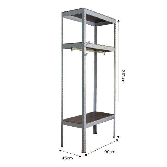 【空間特工】開放式衣櫃90x45x210cm 鐵衣架 耐重角鋼衣櫃 組合式層架 衣櫃置物架 吊衣架 工業風衣物收納櫃