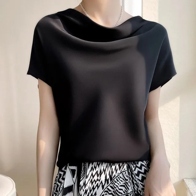 【巴黎精品】現貨出清 頂級法式絲質上衣名媛絲綢背心(簡約女素色T恤5色a1ep4)