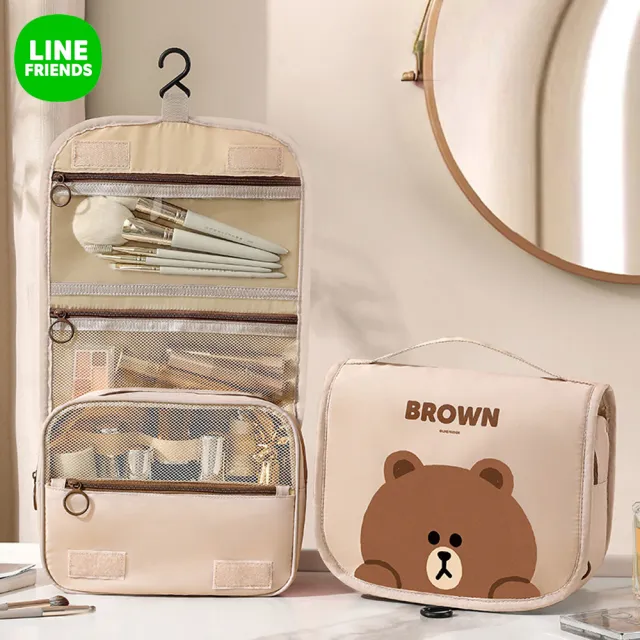 【LINE FRIENDS】熊大可懸掛大容量摺疊化妝包洗漱包