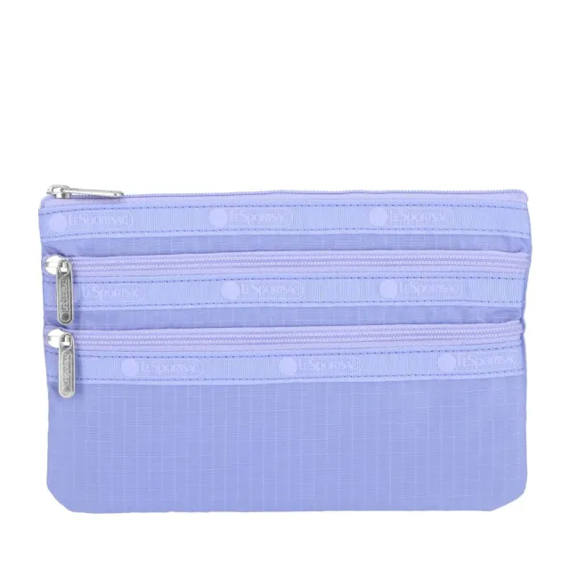 【Lesportsac】3-Zip Cosmetic 三層拉鍊化妝包 收納包 盥洗包 女包 男包(長春花藍)