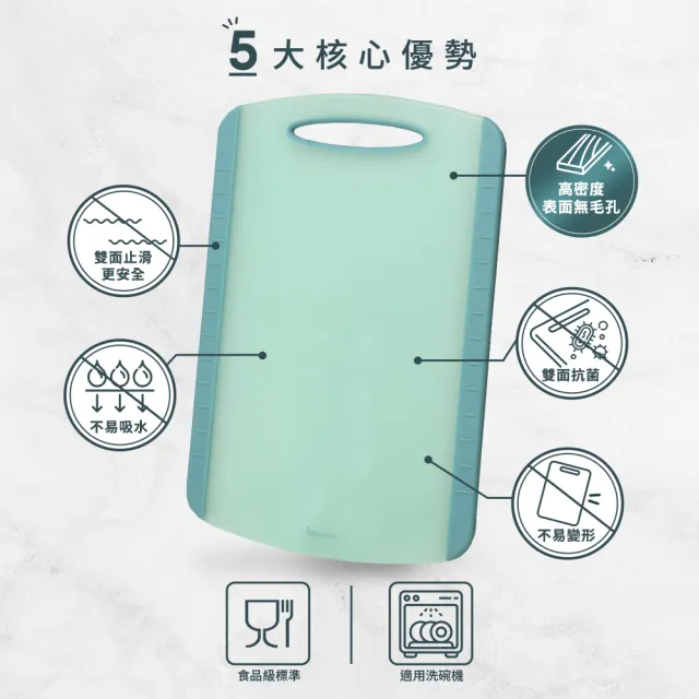 【mo select】雙面止滑抗菌砧板四件組(沾板/切菜板/砧盤)
