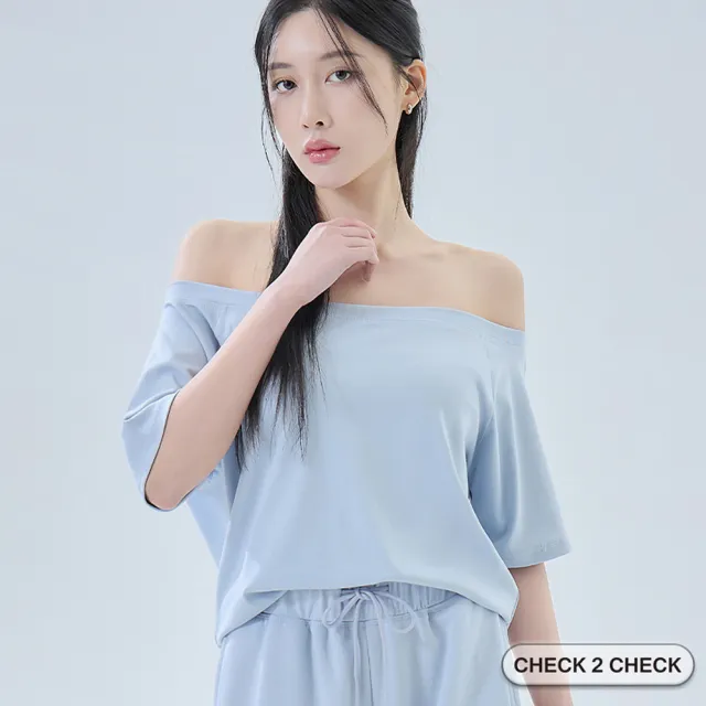 【Check2Check】HUE AIR 冰磁蠶絲斜肩T