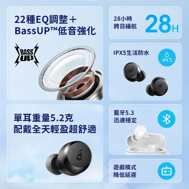 【soundcore】A20i 真無線藍芽耳機(輕盈享樂 音樂無限)