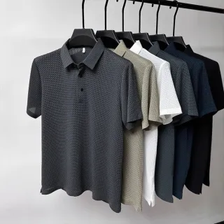 【Uicy】韓版冰絲透氣翻領短袖上衣 衣服 男裝 t恤 短袖t恤 上