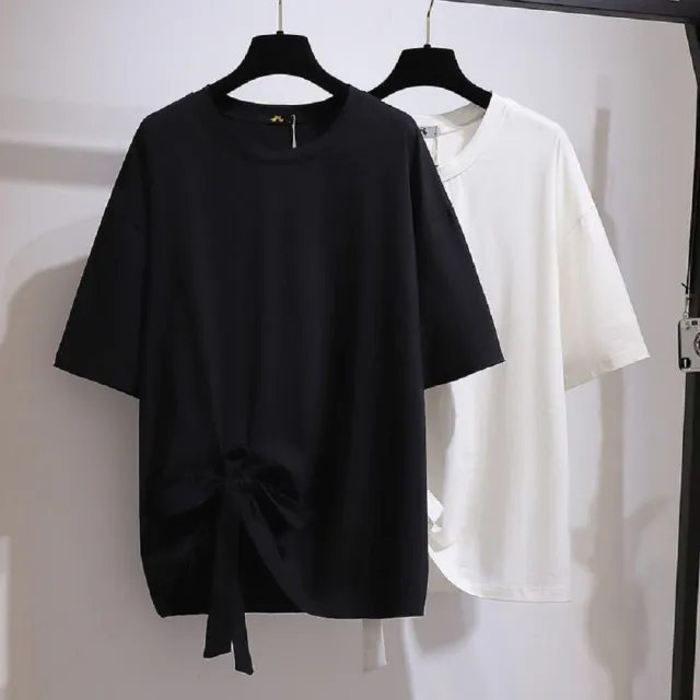 【ASister 小姊姊】AS2555#女裝|中大尺碼上衣☆*圓領下襬蝴蝶結上衣(2色 2XL-6XL)