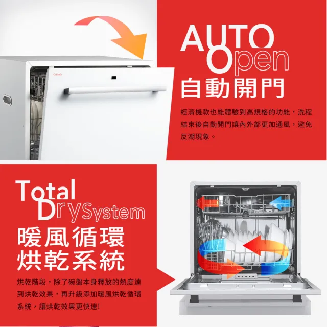 【Celinda 賽寧】8人份雙層美型/自動開門/紫外線殺菌洗碗機DB-810I(110V/福利品/含安裝/嵌入型洗碗機)