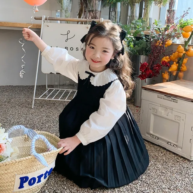 【橘魔法】學院系制服百褶連身背心裙 大童 女童 兒童 童裝 連身裙 連衣裙 裙子 制服裙 學院風 校園 演講