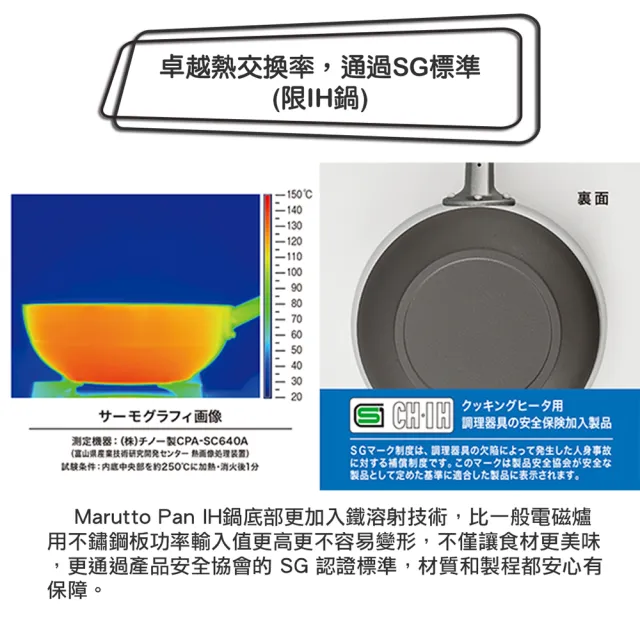 【hokua 北陸鍋具】日本製Marutto Pan圓圓鍋IH款24cm(含金屬立式鍋蓋/IH爐可用鍋)