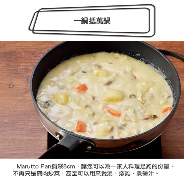 【hokua 北陸鍋具】日本製Marutto Pan圓圓鍋IH款24cm(含金屬立式鍋蓋/IH爐可用鍋)