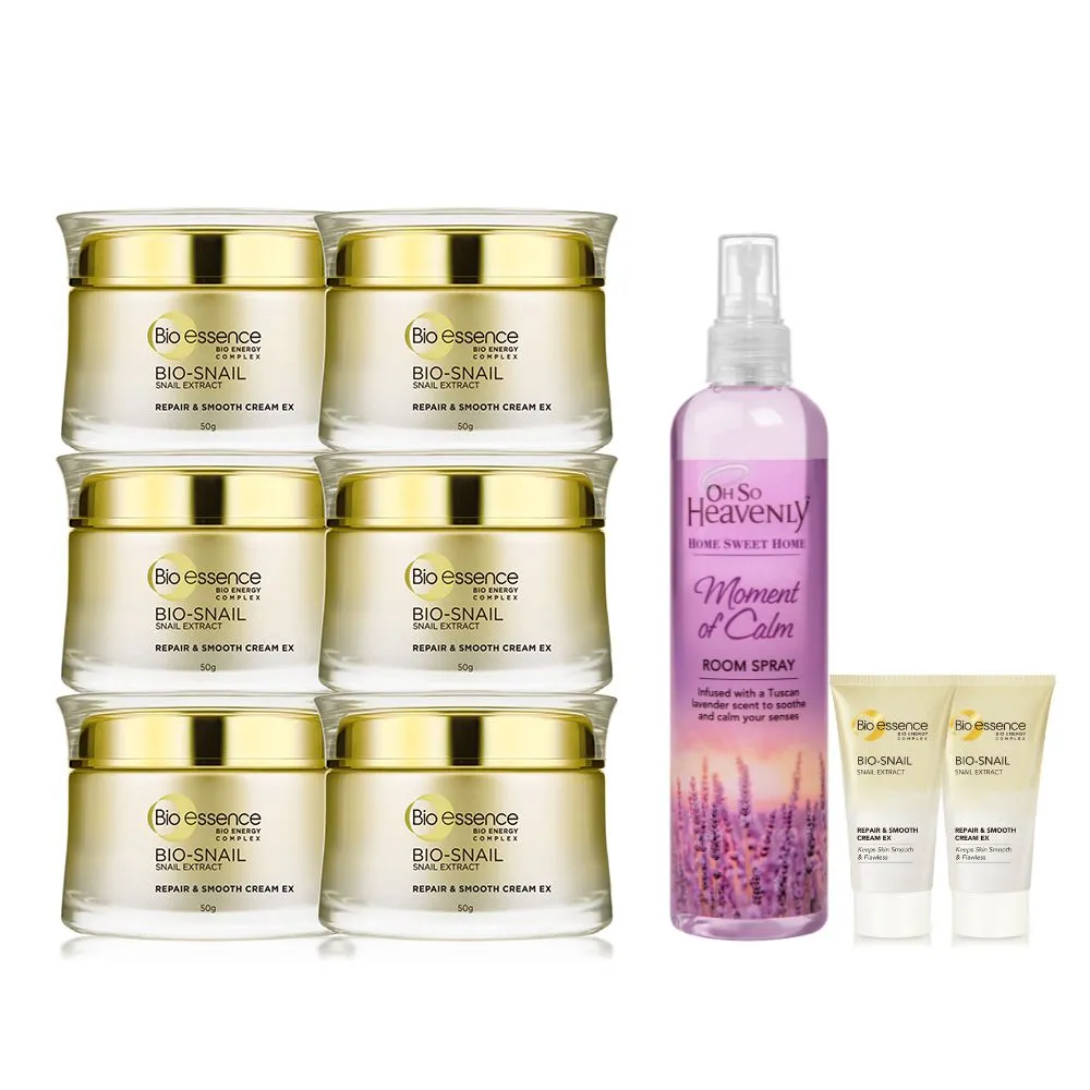 【Bio-essence 碧歐斯】乳霜 BIO蝸牛原液修護嫩滑霜50g(6入組)