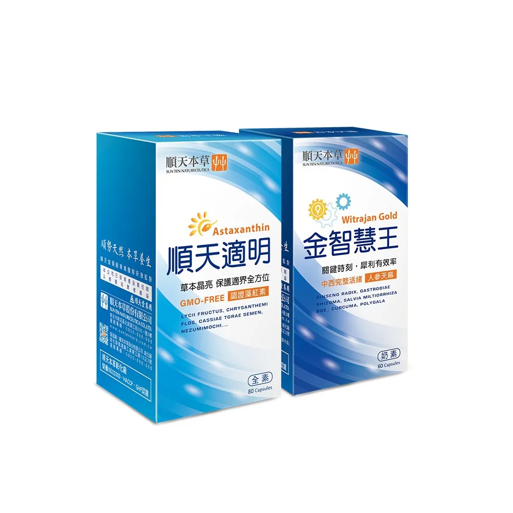 【順天本草】考試補給組-順天適明膠囊+金智慧王膠囊(80顆/盒+60顆/盒)