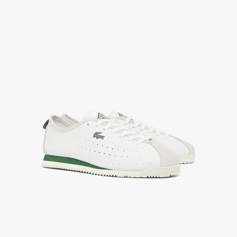 【LACOSTE】男鞋- Club-Low皮革沖孔復古運動休閒鞋(白色/墨綠配色)