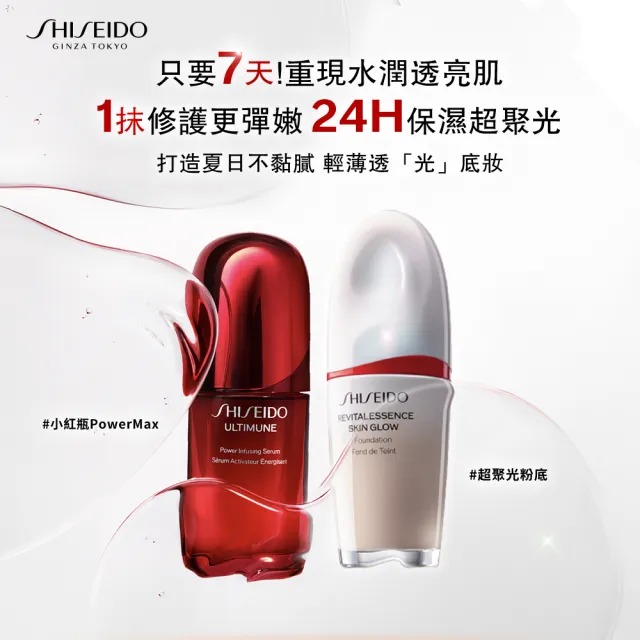 【SHISEIDO 資生堂國際櫃】小紅瓶30mL+超聚光粉底30mL(小紅瓶/精華液/保濕/粉底)