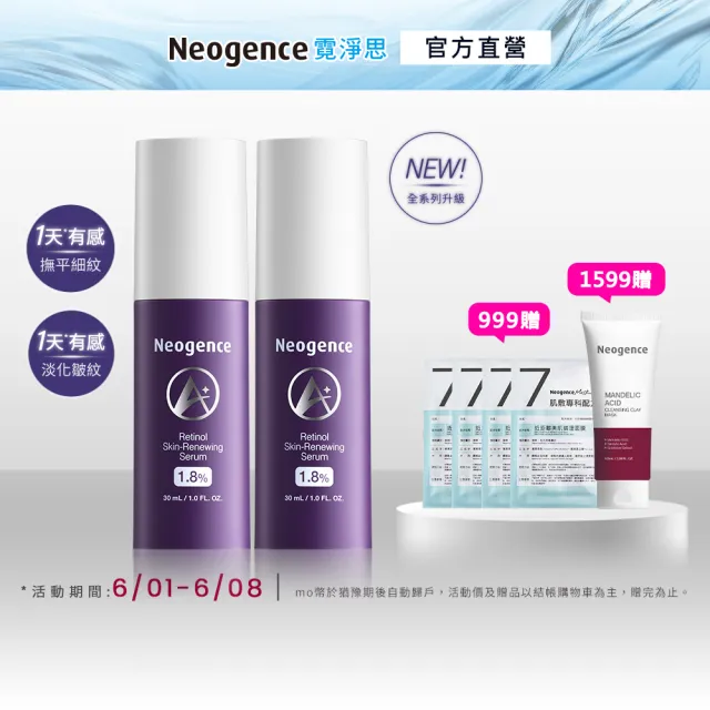 【Neogence 霓淨思】1.8%超效逆時A醇精華30ml-2入