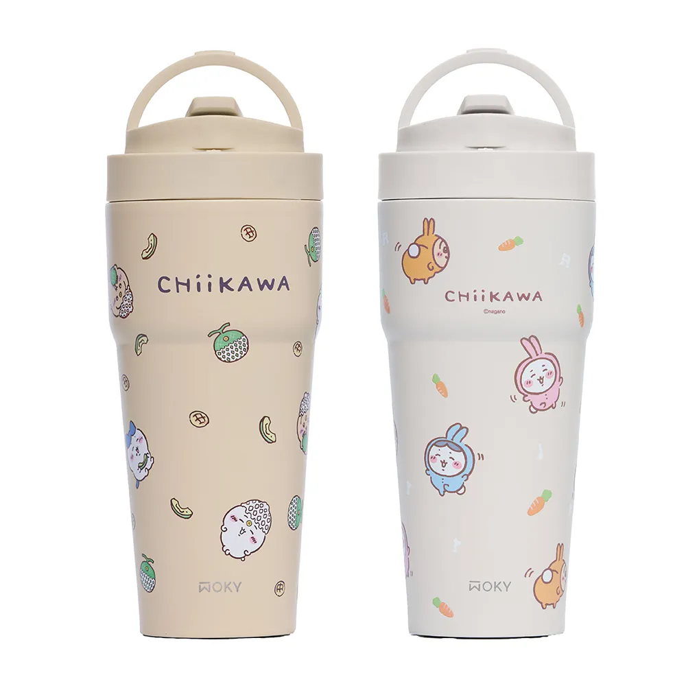【WOKY 沃廚】CHIIKAWA吉伊卡哇 渾圓杯770ml-附彈跳&矽膠吸管(1.0上蓋；隨行杯/吸管杯/飲料杯/保溫杯)