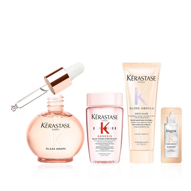 【KERASTASE 巴黎卡詩】釉光香頌玫瑰護髮精油45ml(全新上市/小粉球/柔順/抗躁/蓬彈)