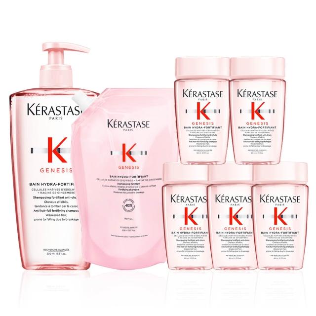【KERASTASE 巴黎卡詩】粉漾芯生髮浴永續組(清爽型/一般型髮浴500ml+清爽型補充包500ml)
