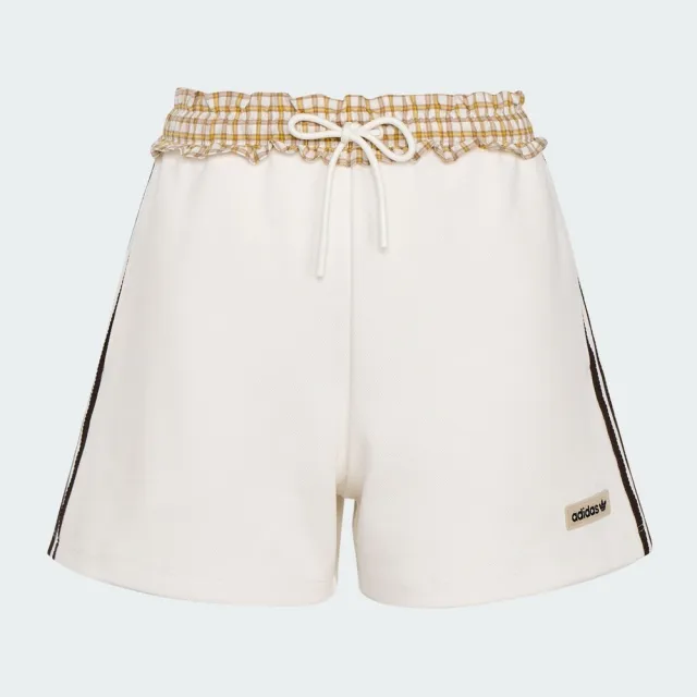 【adidas 愛迪達】Plaid Short W 女 短褲 運動短褲 休閒短褲 白 亞版 復古 格紋(KU9395)