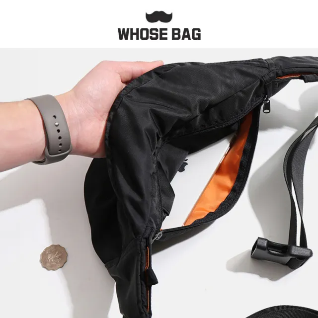 【WHOSE BAG】雙11 防潑水胸包斜背包｜隱藏零錢袋多口袋腰包 輕量尼龍男女通用 NO.WBOM076