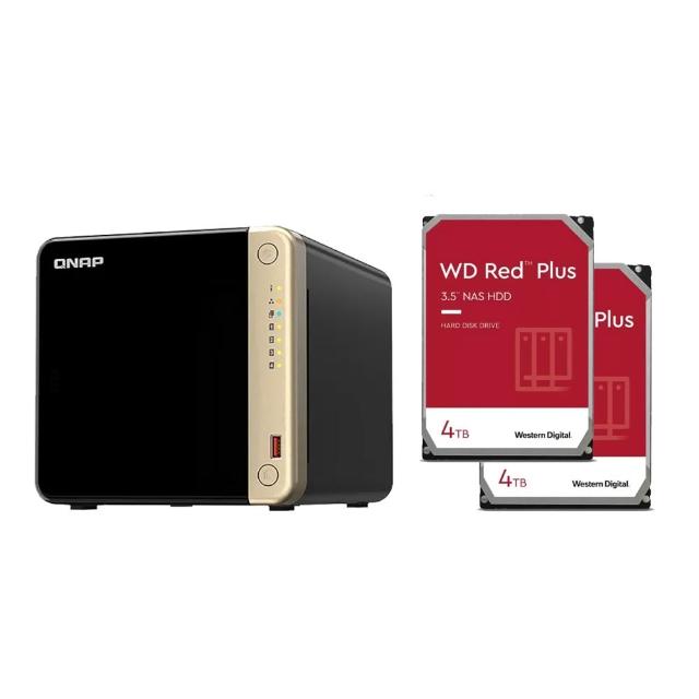 【QNAP 威聯通】 搭WD 4TB x2 ★ TS-464-8G 4Bay NAS 網路儲存伺服器