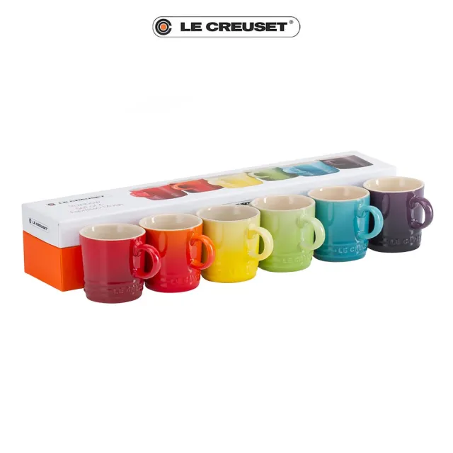 【Le Creuset】瓷器義式咖啡杯組100ml-6入(彩虹)