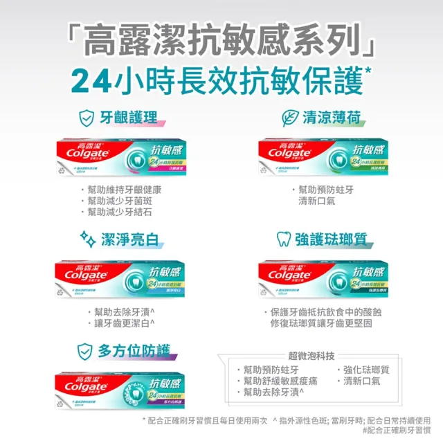 【Colgate 高露潔】抗敏感牙膏120gX8入(強護琺瑯質/清涼薄荷/牙齦護理/潔淨亮白)