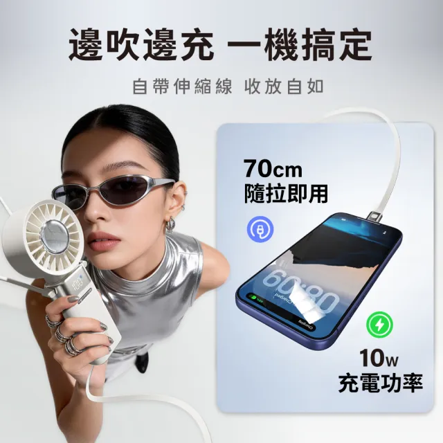 【SOTHING 向物】續航up!伸縮線行動電源x折疊冰敷手持風扇 冰炫Pro(5000mAh 可上飛機 掛脖 製冷 usb風扇)