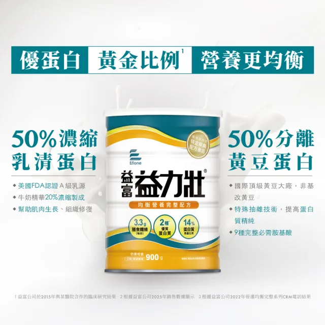 【益富】益力壯 營養均衡配方 900g*2罐(乳清蛋白+黃豆蛋白)
