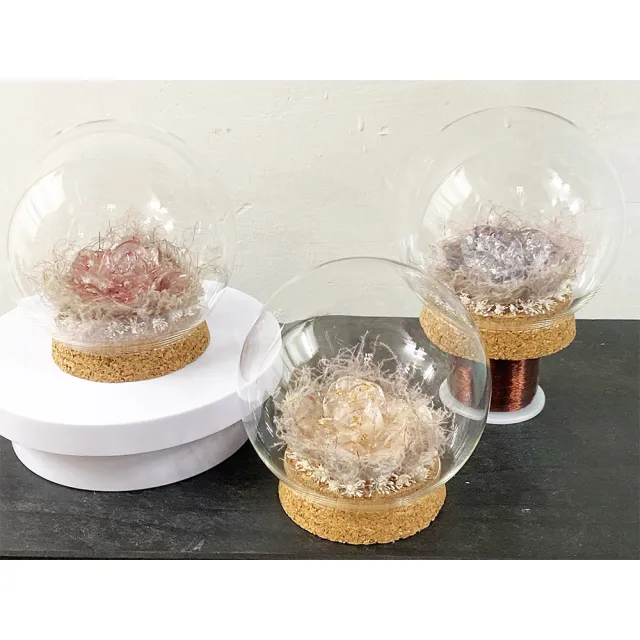 【OSTARA FLORIST 奧斯塔拉花藝】水晶玫瑰花 玻璃罩花禮(綻放款) (永生花、水晶玫瑰花、節日花禮)