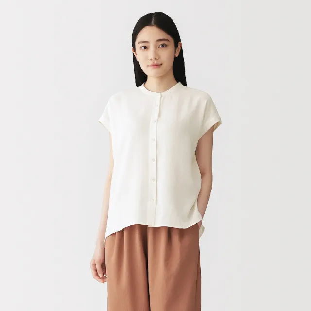 【MUJI 無印良品】女透氣法式袖套衫(柔白/黑色/淺橘/灰色)