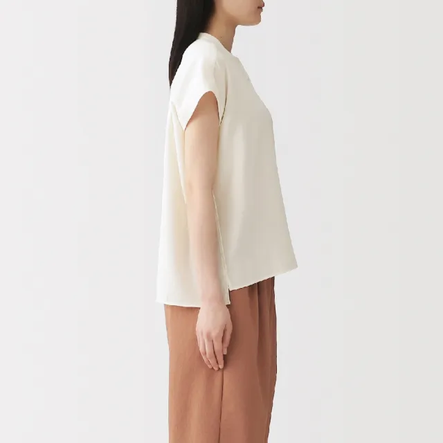 【MUJI 無印良品】女透氣法式袖套衫(柔白/黑色/淺橘/灰色)