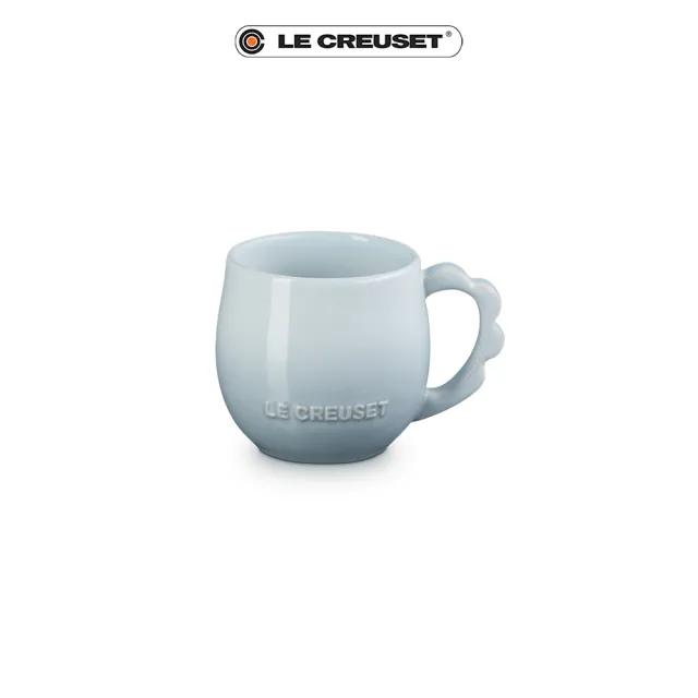 【Le Creuset】瓷器蕾絲花語系列馬克杯320ml(蛋白霜/銀灰藍/悠然綠/貝殼粉 4色選1)