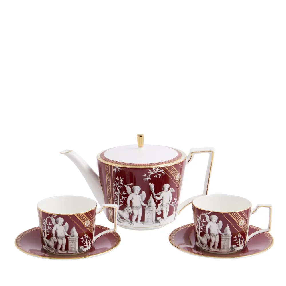 中古 「同治年製」款 粉彩 九桃二福文 馬蹄杯 一対 茶杯 煎茶碗 CL0057 WEDGWOOD】文藝復興風華一壺兩杯禮盒組紅(官方直營) - momo購物網