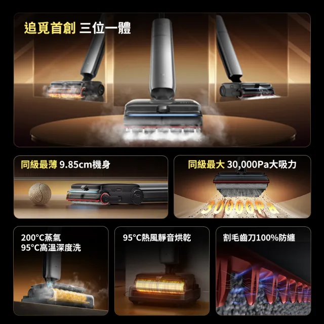 【Dreame 追覓科技】旗艦新機！H16 Pro TriForce 超輕薄蒸氣泡沫熱水洗地機(200°C蒸氣洗地/90°C熱水洗地)