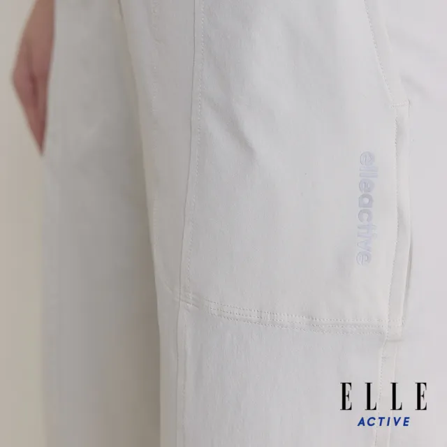 【ELLE ACTIVE】女款 鬆緊腰頭彈性修身寬褲-白色(EA26S3W3401-91)