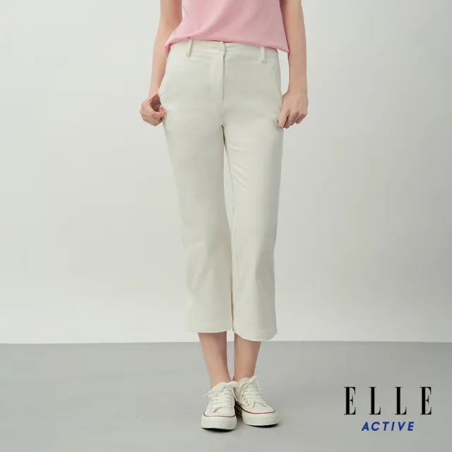 【ELLE ACTIVE】女款 簡約百搭修身剪裁休閒褲-白色(EA26S2W3404-91)