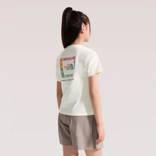 【The North Face】北面兒童米白色FLASHDRY速乾短袖T恤｜8H1PQLI 排汗衫
