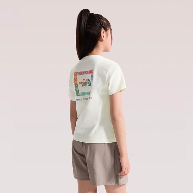 【The North Face】北面兒童米白色FLASHDRY速乾短袖T恤｜8H1PQLI 排汗衫
