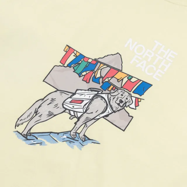 【The North Face】北面男女款黃色胸前數碼印花短袖T恤｜8GVTG6O