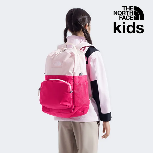 【The North Face】北面兒童粉色舒適背負大容量休閒後背包｜8EEWDHU