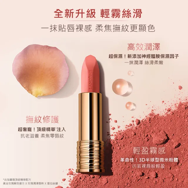 【LANCOME 蘭蔻】絕對完美柔霧唇膏(LANCOME/官方直營/柔霧小蠻腰/口紅)