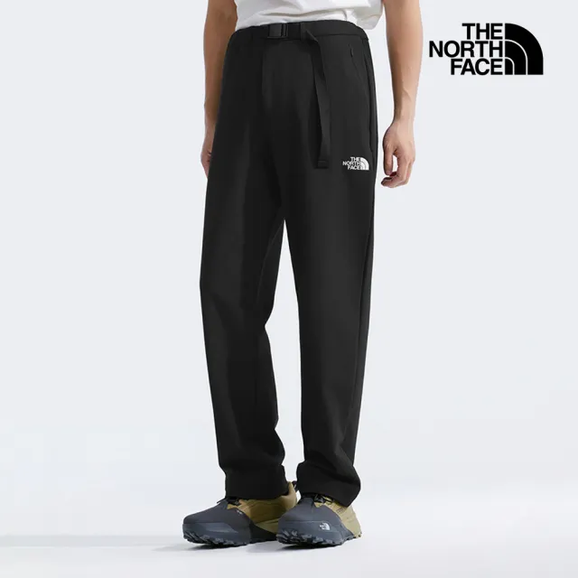 【The North Face】北面男款黑色吸濕排汗休閒長褲｜8ET8JK3